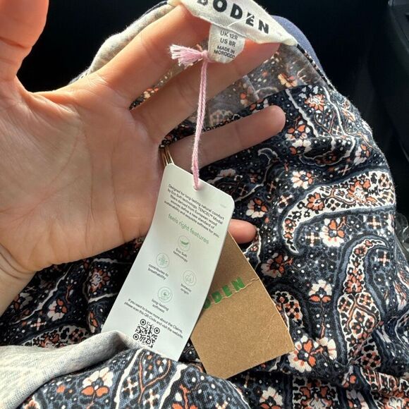 BODEN Paisley Sweetheart Neck Long Sleeve Cotton Blend Dress - Picture 5 of 5